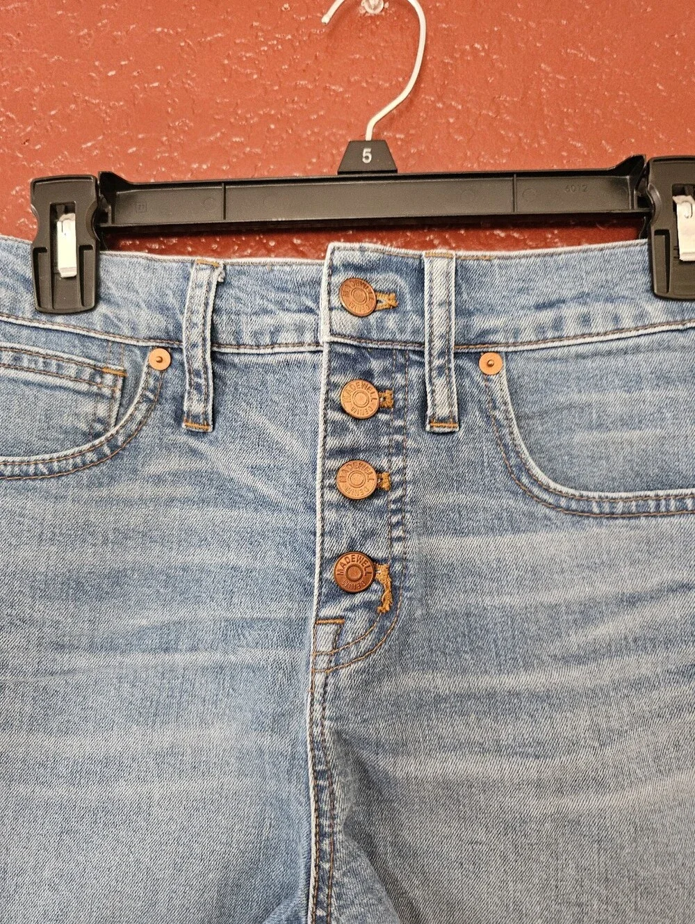 Madewell Light Blue High-Rise Button-Front Denim Shorts